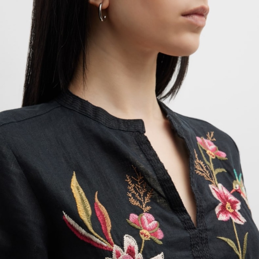 Johnny Was "Maisie" top with floral and tiger embroidery - Sz. L - Picture 5 of 11
